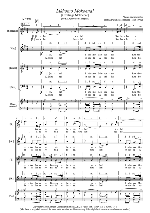 likhomo mokoena! (greetings, mokoena!)