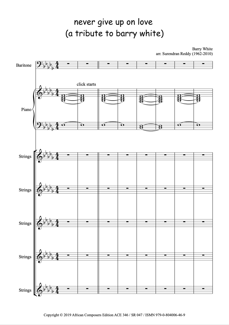 never give up on love (a tribute to barry white) (arr.)