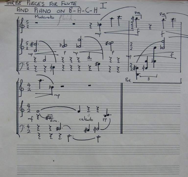 three pieces for flute and piano on b a c h