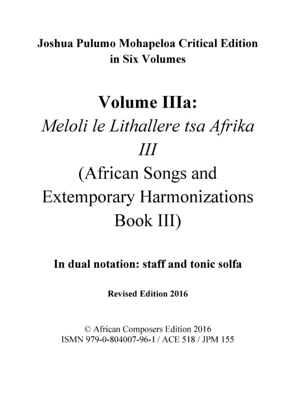 joshua pulumo mohapeloa critical edition, volume iiia revised 2016